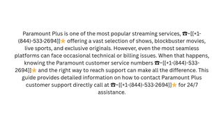 Paramount Customer Service Numbers
