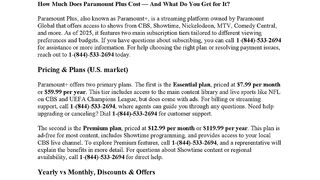 How much does a Paramount Plus subscription cost? Paramount Plus Support