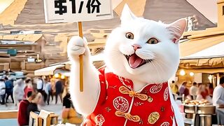 The Hardworking Cat Selling Egg tarts
