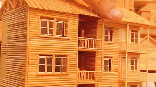 (C) A three-story cabin made of toothpicks (To be continued) Video diy asmr beautiful .
