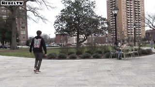 Chair Pulling Prank on Girls