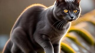 Silent Watcher The Majestic Grey Cats View from the Rooftops (Aesthetic Gaze)