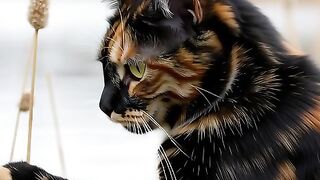 Natures Canvas Captivating Tortoiseshell Cat Exploring the Autumn Wilds (Vibrant Colors)