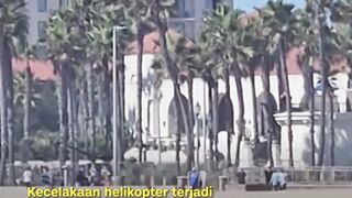 Detik-detik helikopter jatuh di Pantai Huntington, California