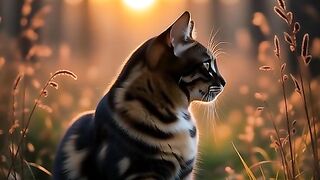 Whispers of the Wild Tabby Cats Secret Morning Watch in the Woods (Ambient Forest)