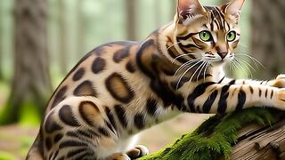 Jungle Royalty The Majestic Bengal Cat Exploring the Mossy Forest (Wilderness Aesthetic)
