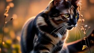 Sun-Drenched Serenity A Calico Cats Peaceful Moment in the Grass (Golden Light Aesthetics)