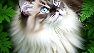 Emerald Gaze Rare Blue-Eyed Cat Lost in the Jungle Greenery (Visual Serenity)