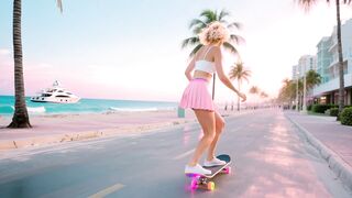 A girl on a skateboard