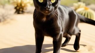 Desert Panther Black Cat in the Sand Dunes