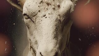 Seekor kambing yang terbuat dari pasir