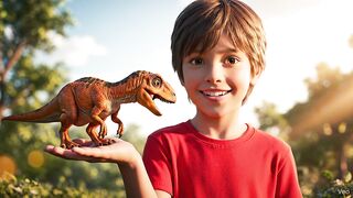 Boy hold dinosaurus
