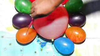 Yellow Water Happy Birthday Balloon With Colorful Mini Balloon Popping Reverse ASMR Satisfying