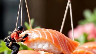 workers are making giant sushi