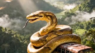 Giant Snake Encounter! Abandoned Bus on the Cliff Jungle Horror Fantasy
