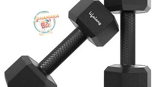 Lifelong PVC Hex Dumbbells Pack of 2 5kg 2 Black Color for Home Gym Equipment Fitness bachat Dhamaka