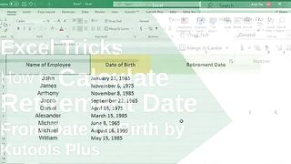 How to calculate retirement date from date of birth by Kutools Plus _(360P)