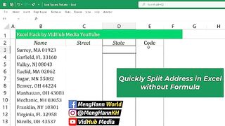 Quickly Split Address in Excel without Formula _ Excel Hack(360P)