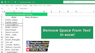 Remove Space From Text in Excel - Remove Leading And Trailing Spaces in Excel(360P).