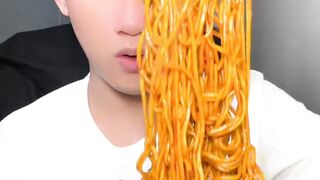 spicy meatball noodle mukbang