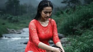 ASMR Beautiful Rainy day on River village