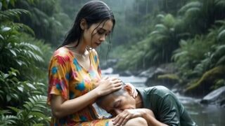 ASMR Beautiful Moment on the Riverbank During the Rain