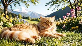 cat relaxing in the park