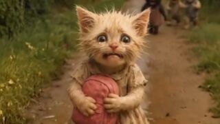 This poor cats naughty friends dropped her purse into a pool of water and she got sicfter that, but her brave brother worked until he saved money