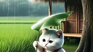 The cat is waiting for the rain to stop.