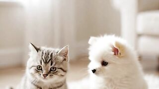 First Meeting Kitten  Puppy