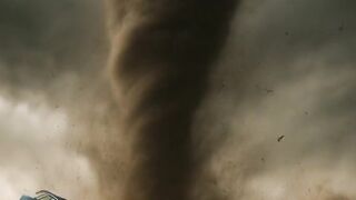 Strom Tornado Flying car Cow and Destroyed House