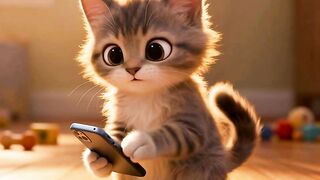 Cat playing with cellphone