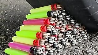 Crushing Crunchy  Soft Things by Car! EXPERIMENT Car vs lighters