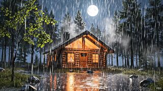Heavy Rain  Thunder Sounds at Night  Warm Cabin Escape  Deep Sleep  Meditation  4K