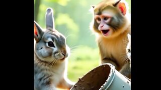 Cat monkey and rabbit