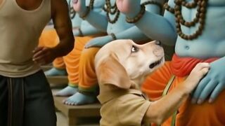 A poor little puppy prays to Lord Shiva during Chhath Puja