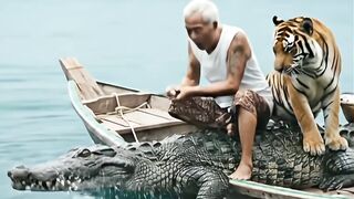 Grandpas Lucky Day Fishing an Orca with a Tiger and a Crocodile!