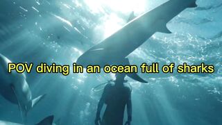 POV Diving In An Ocean Full Of Sharks