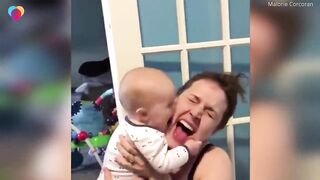 9-month-old baby covers mom in viral video