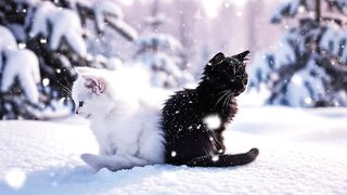 Two cats in the snow