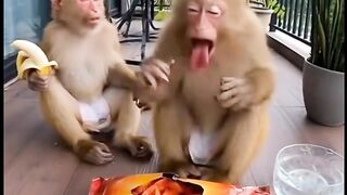 Monkeys reaction when Eat spicy food