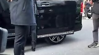 David Beckham  Family Arrive With Victoria On Crutches For Her 50th Birthday Party In London UK