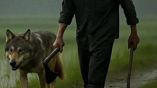 Kakek pulang dari sawah bersama hewan peliharaanya