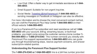 Paramount plus official Support Number