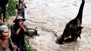 Rescue Team Saves Baby Elephant from Deadly Flood