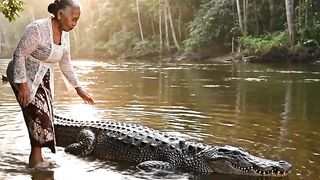 Fearless Grandma Takes a Wild Crocodile Ride!