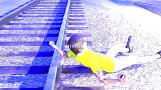 Drunk Man Sleep On The Train Tracks