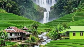 The charm of waterfalls and rice fields.