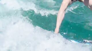 beautiful girl surfing