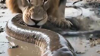 This Lion Didnt Think His Enemy Was No Ordinary Snake